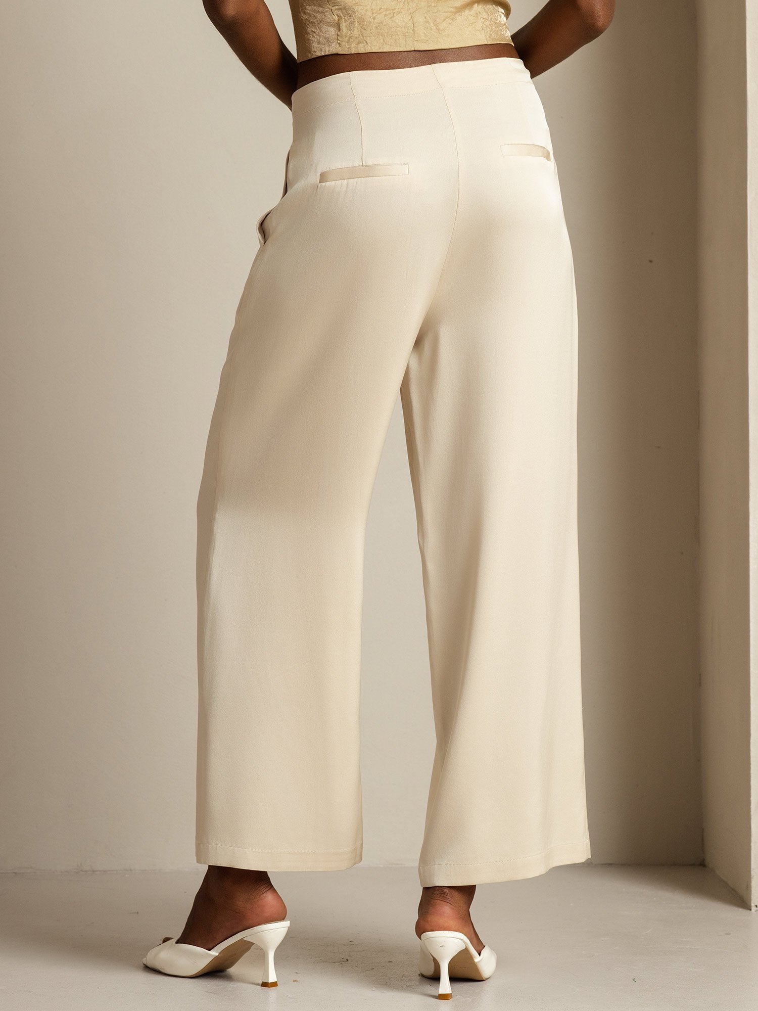 [Beige] SilkSilky-NO 19Momme Silke Womens Pants 002
