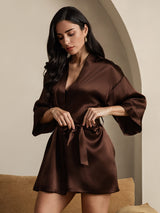 [Kaffe] SilkSilky-NO 3/4 Sleeve Morgenkåpe for Kvinner 005