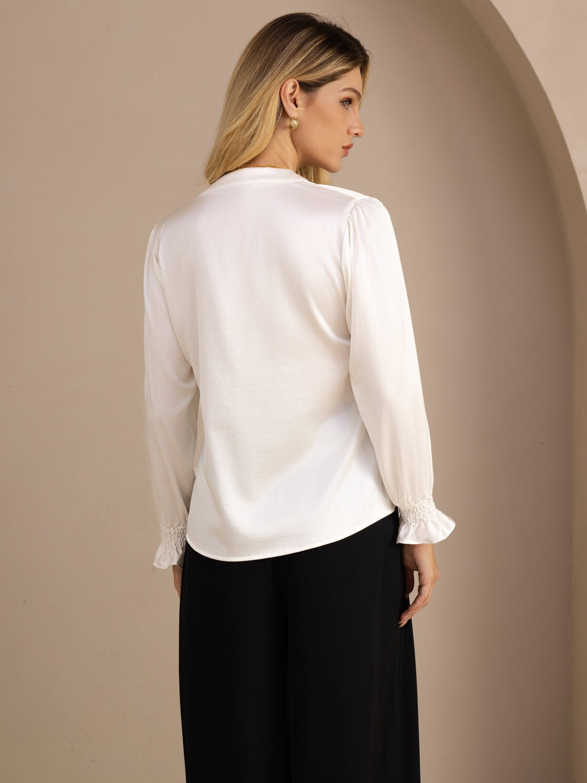 [Hvit] SilkSilky-NO Long Sleeve Damebluser 002