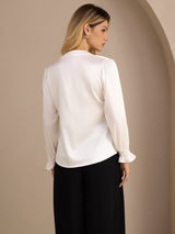 [Hvit] SilkSilky-NO Long Sleeve Damebluser 002