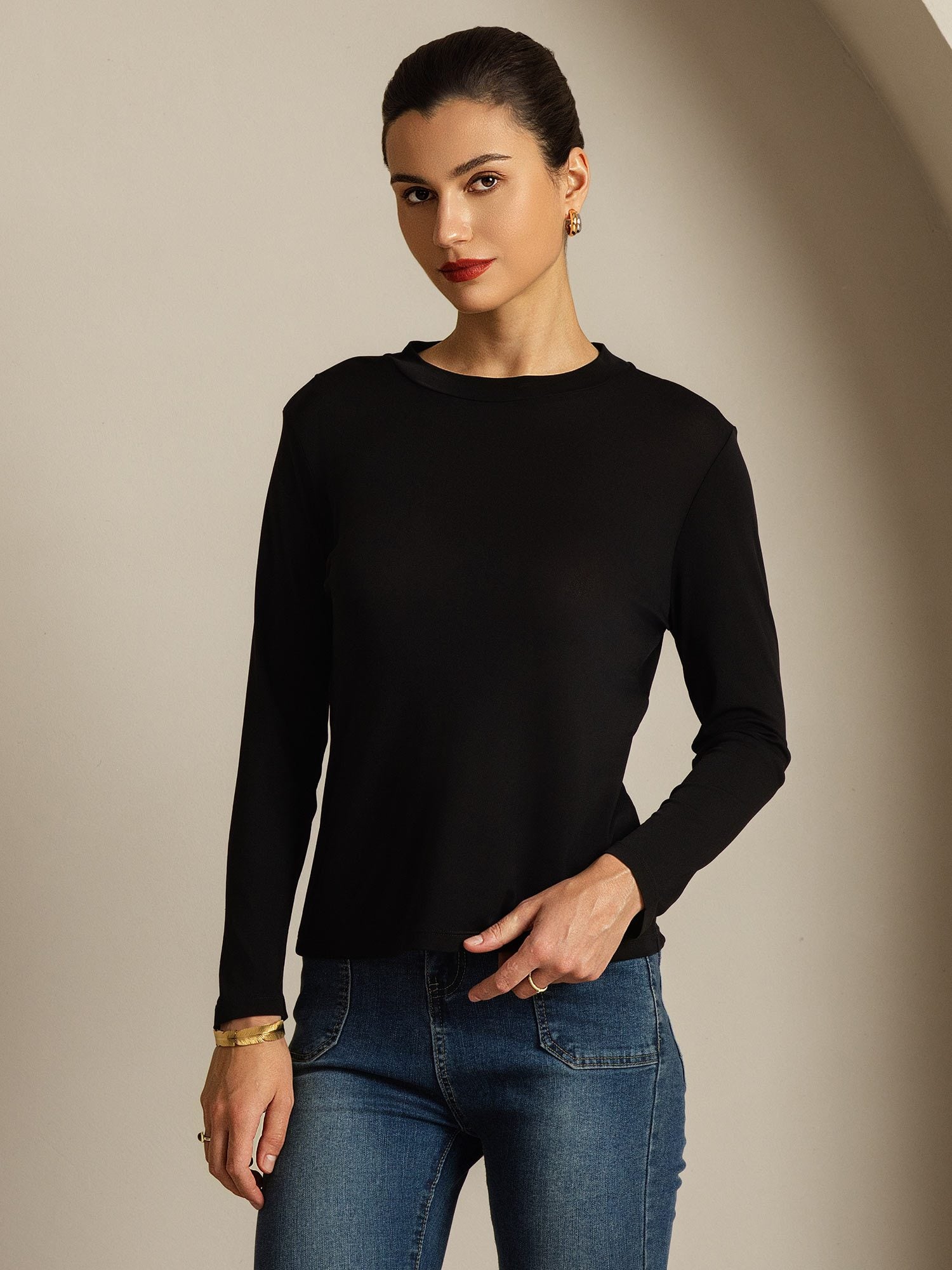 [Svart] SilkSilky-NO Silke Womens T-Shirt 008