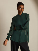 [Mørk Grønn] SilkSilky-NO Silke Womens Shirt 001
