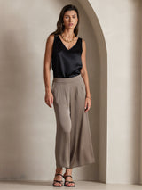 [Svart] SilkSilky-NO Sleeveless V Neck Camisole Topp 008