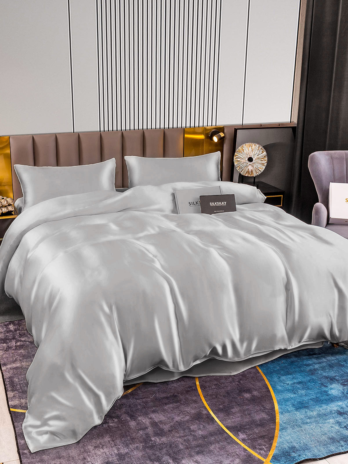 [Sølv] SilkSilky-NO 22Momme Bedding Set 003