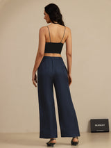 [Mørke blå] SilkSilky-NO 18Momme Womens Pants 002