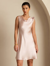 [Rosa] SilkSilky-NO Sleeveless Cowl Neck Kjole 003