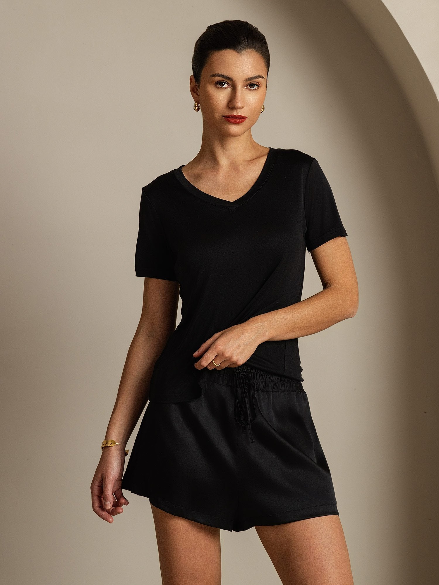 [Svart] SilkSilky-NO Silke Womens T-Shirt 003