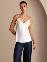 [Hvit] SilkSilky-NO Spaghetti Strap V Neck Camisole Topp 003