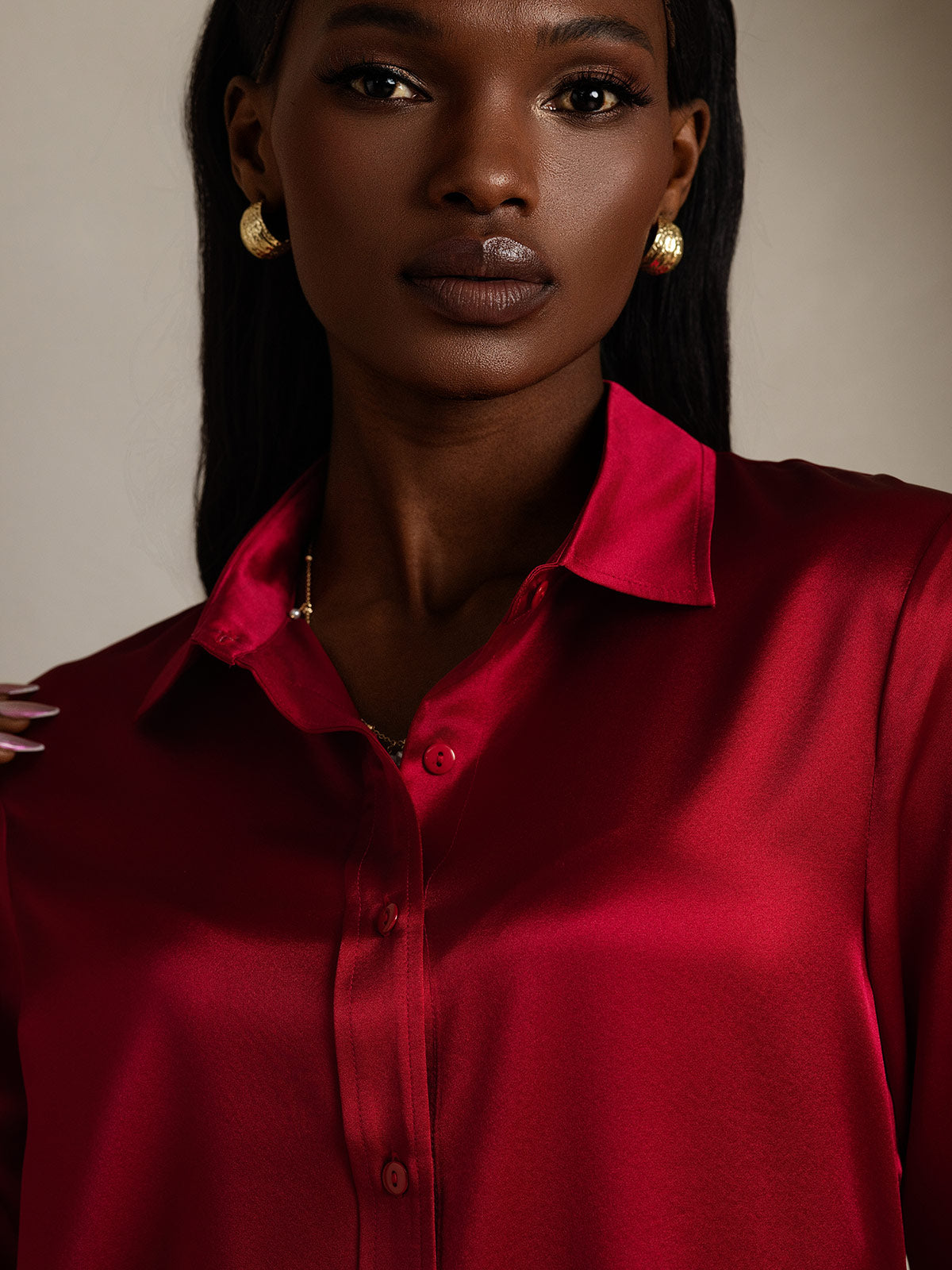 SilkSilky-NO 19Momme Silke Womens Shirt Vin 008