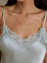 [Gråblå] SilkSilky-NO V Neck Camisole Topp 004