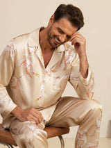 [Champagne] SilkSilky-NO Long Sleeve Notch Collar Pyjamas for menn 006
