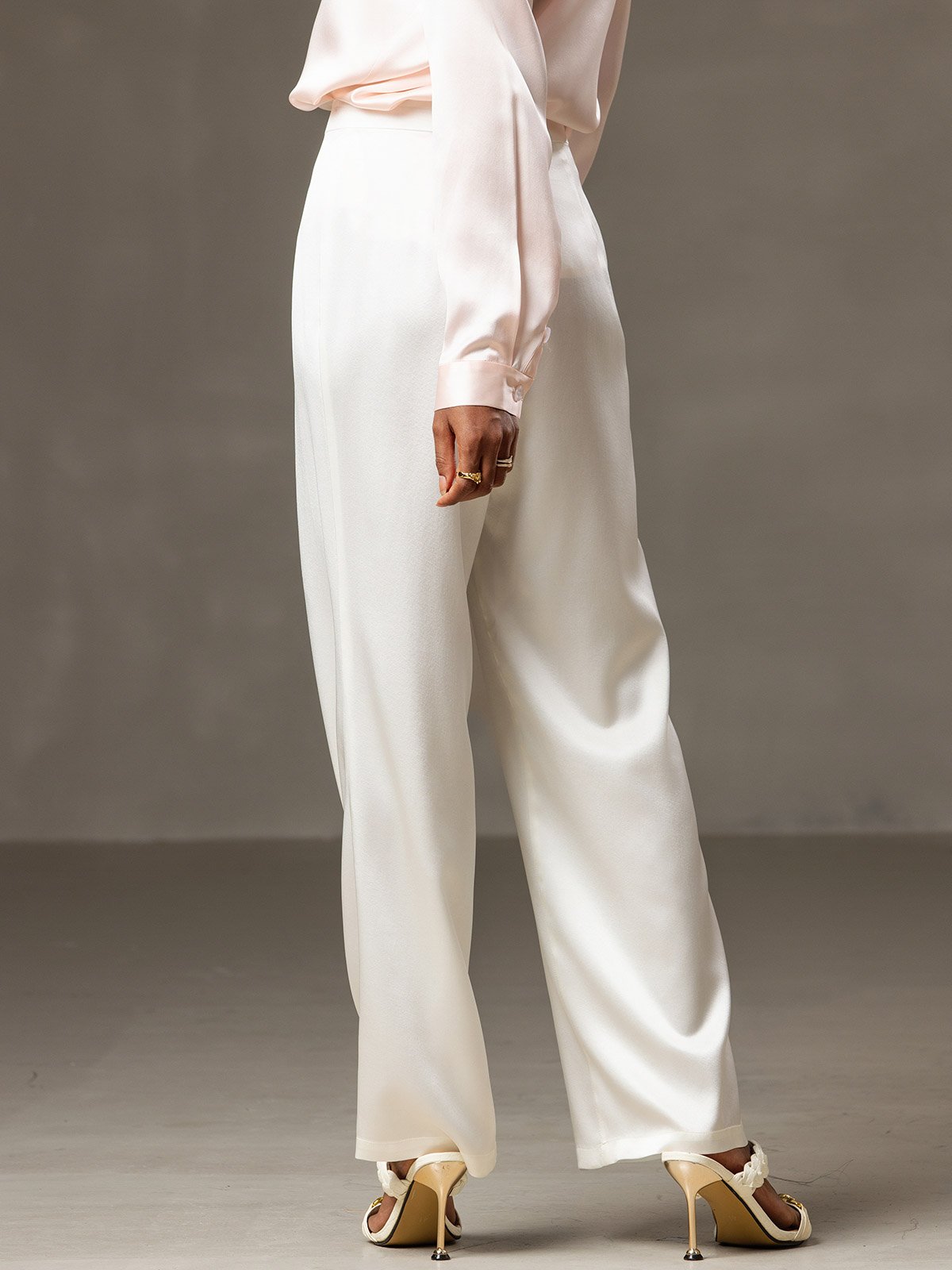[Hvit] SilkSilky-NO 19Momme Silke Womens Pants 002