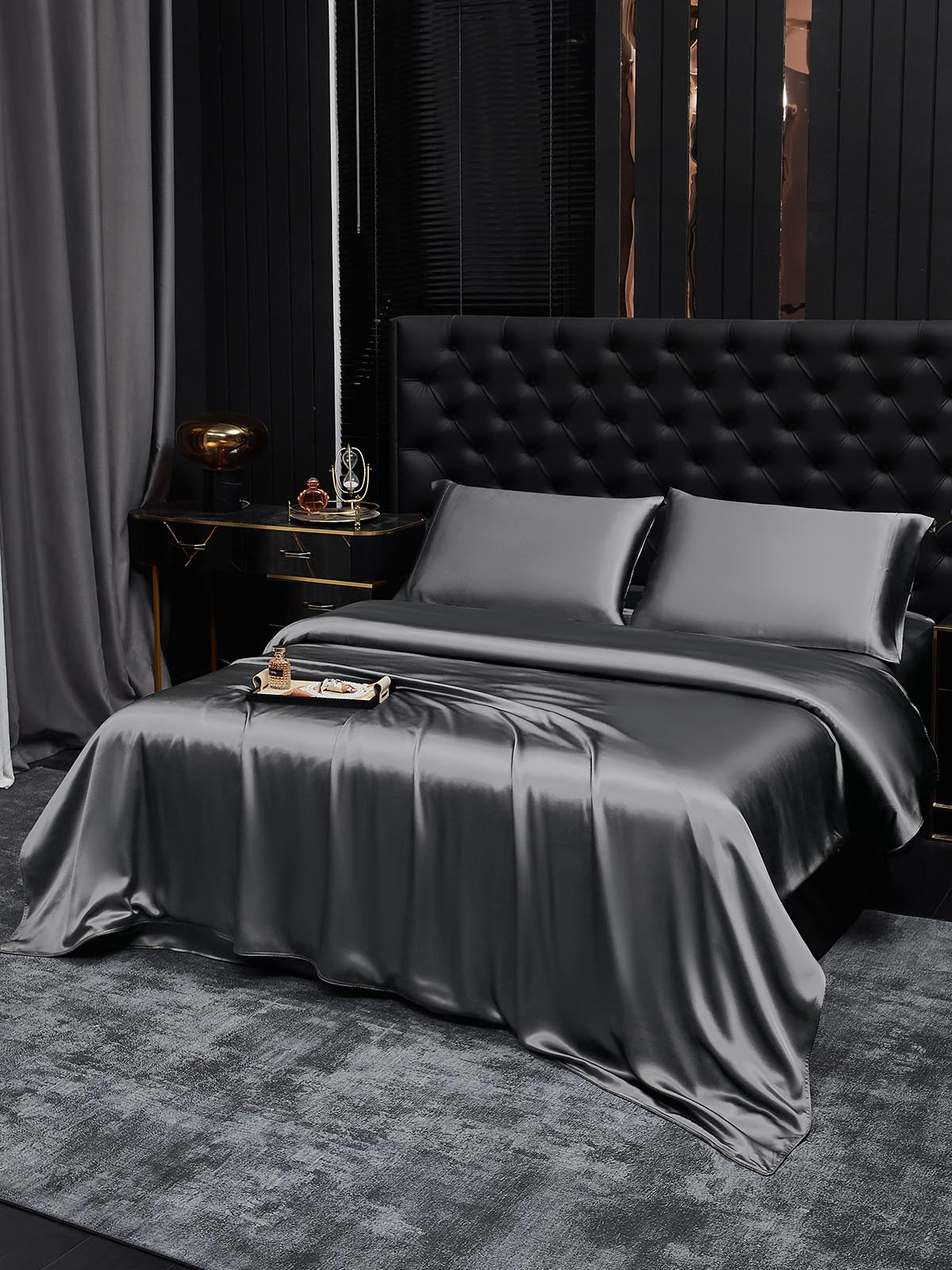 [Mørkegrå] SilkSilky-NO 19Momme Bedding Set 002