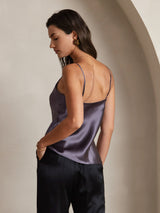 [Lilla Grå] SilkSilky-NO Spaghetti Strap V Neck Camisole Topp 002