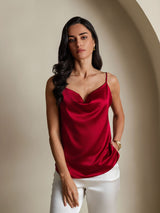 [Vin] SilkSilky-NO Spaghetti Strap Cowl Neck Camisole Topp 004
