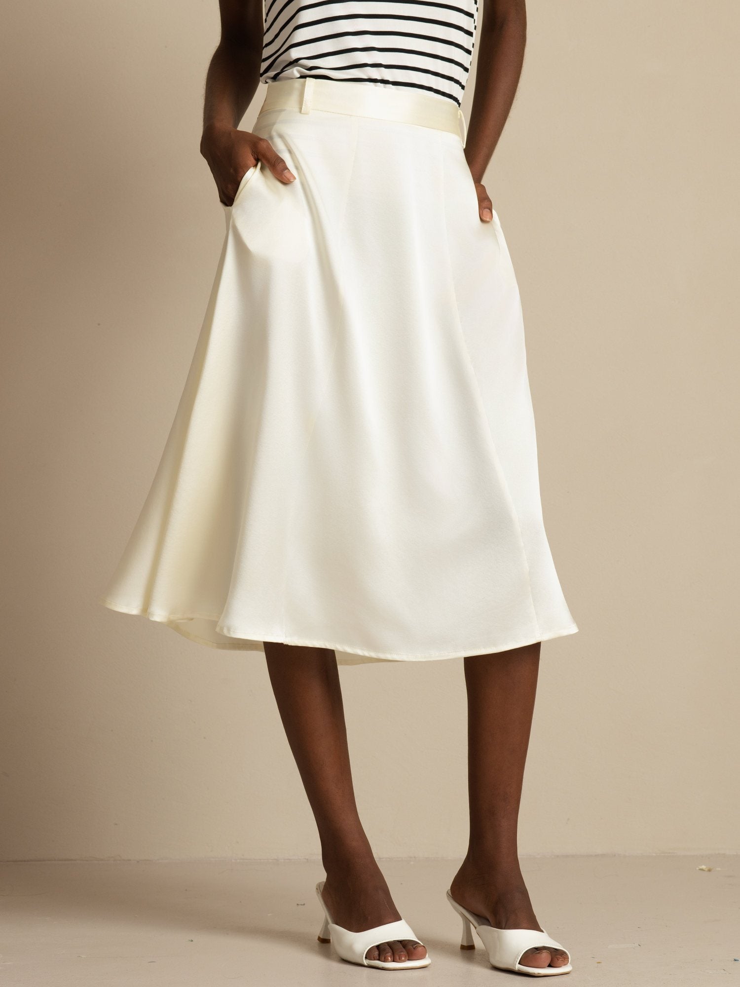 [Elfenbein] SilkSilky-NO 19Momme Silke Skirt 001