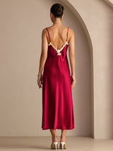 [Vin] SilkSilky-NO Spaghetti Strap V Neck Kjole 002