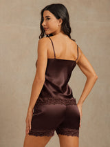 [Brun] SilkSilky-NO Spaghetti Strap V Neck Camisole sett 005