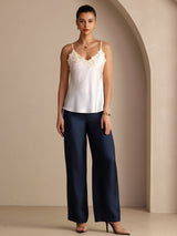 [Hvit] SilkSilky-NO Spaghetti Strap V Neck Camisole Topp 006