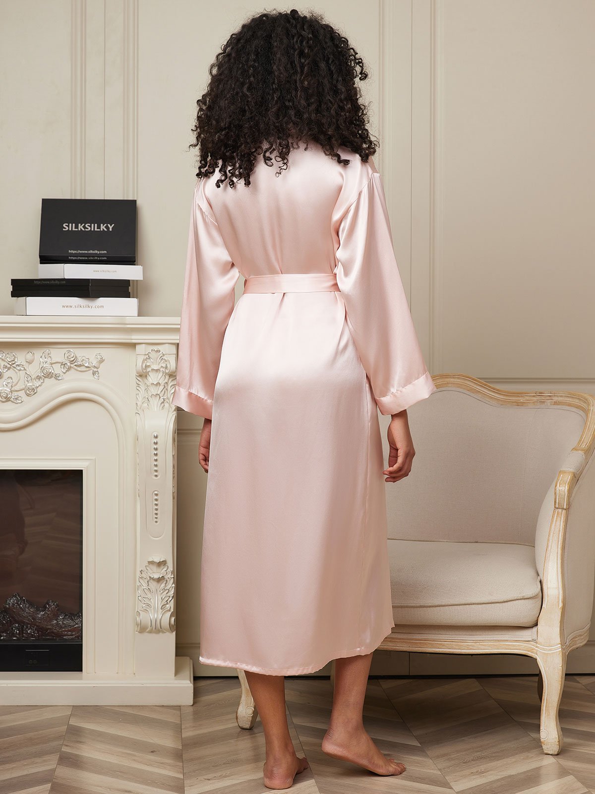 [Rosa] SilkSilky-NO Wrap Morgenkåpe for Kvinner 002
