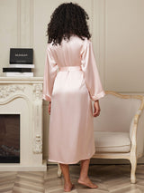 [Rosa] SilkSilky-NO Long Sleeve Morgenkåpe for Kvinner 002