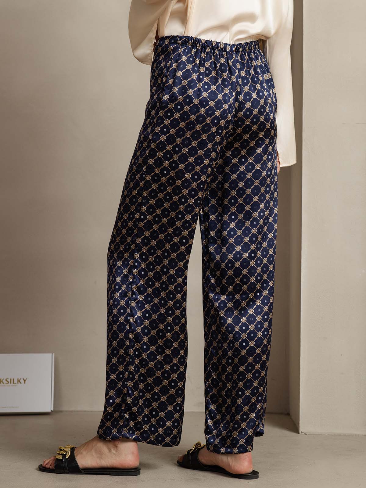 [Marine Kjede] SilkSilky-NO 19Momme Silke Womens Pants 002