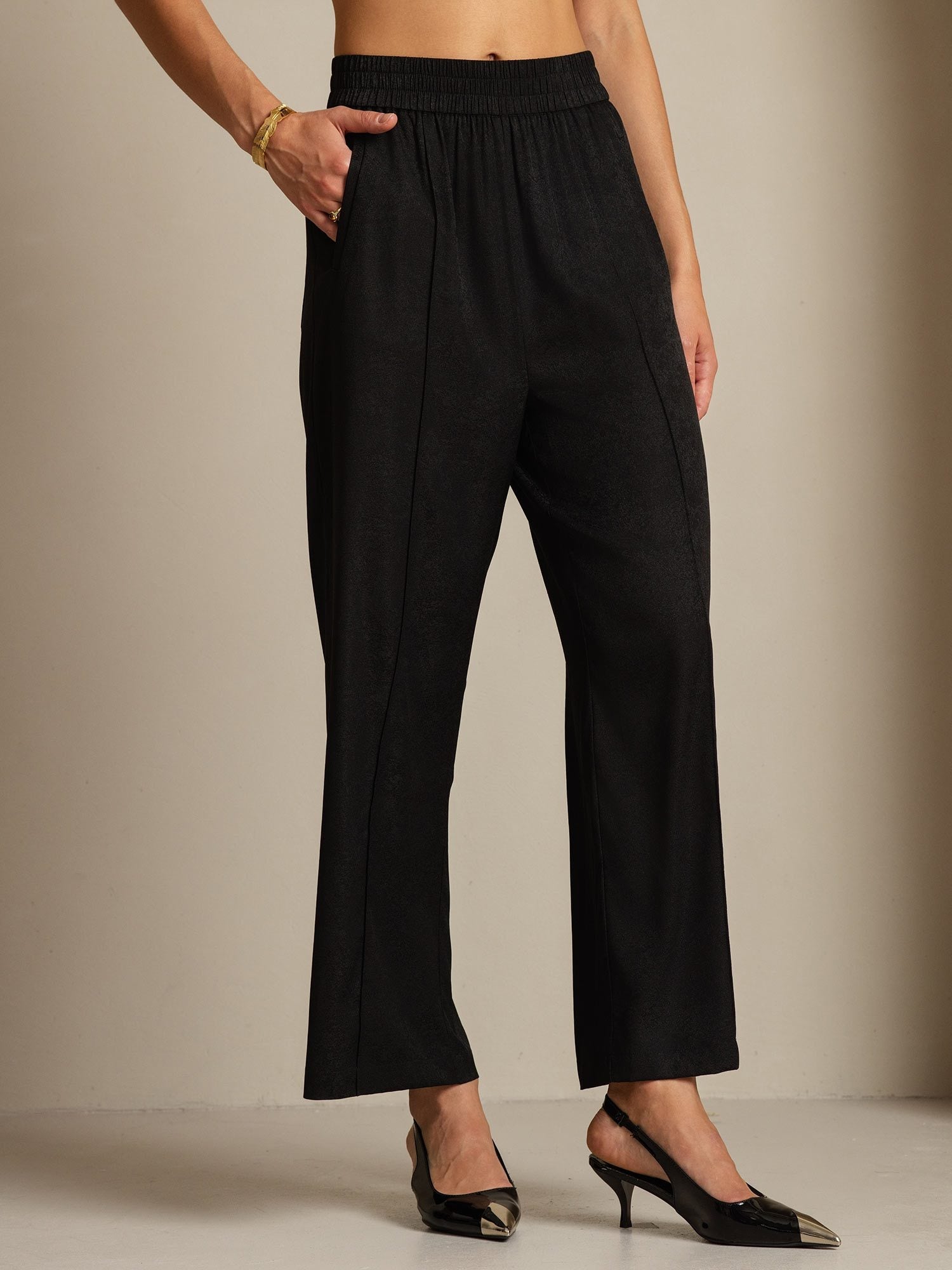 [Svart] SilkSilky-NO 22Momme Silke Womens Pants 007