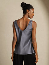 [Mørkegrå] SilkSilky-NO Sleeveless V Neck Camisole Topp 002