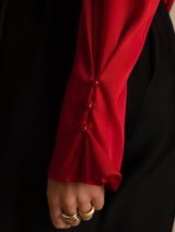 [Vin] SilkSilky-NO 19Momme Silke Langermet V Hals Bluse 007