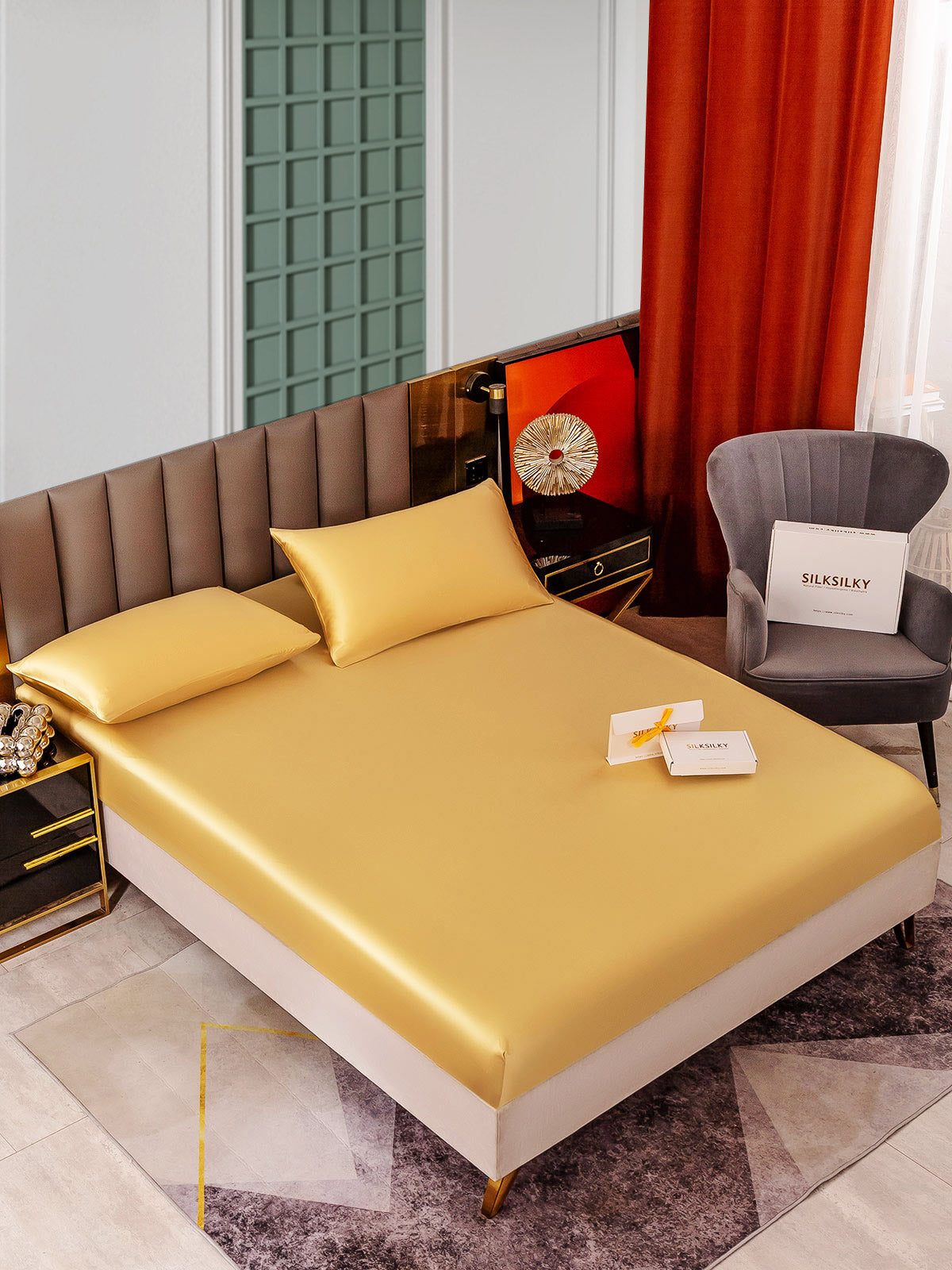 [Champagne] SilkSilky-NO 25Momme Bedding Set 001