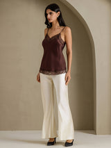 [Brun] SilkSilky-NO V Neck Camisole Topp 010