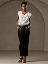 [Svart] SilkSilky-NO 19Momme Silke Womens Pants 006