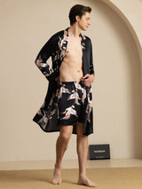 [Svart] SilkSilky-NO 19Momme Long Sleeve Mens Pajamas 001