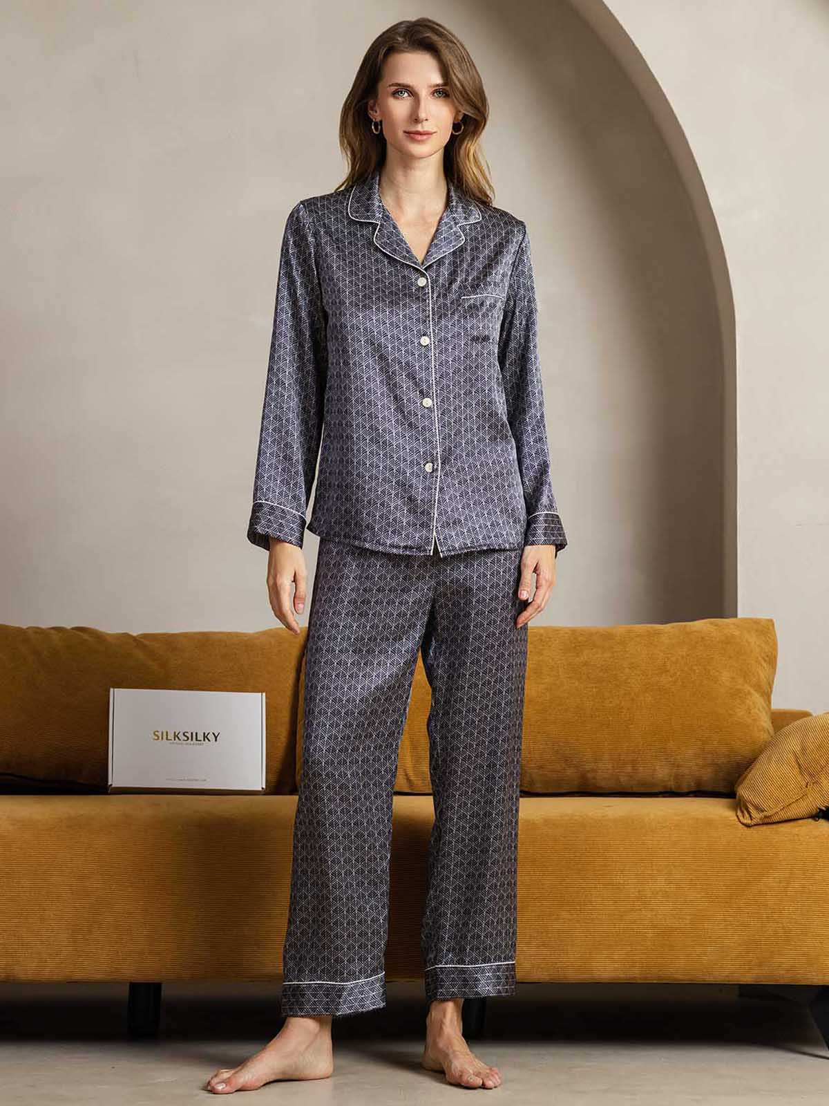 [Marine Ginkgo] SilkSilky-NO Womens Pajamas 001