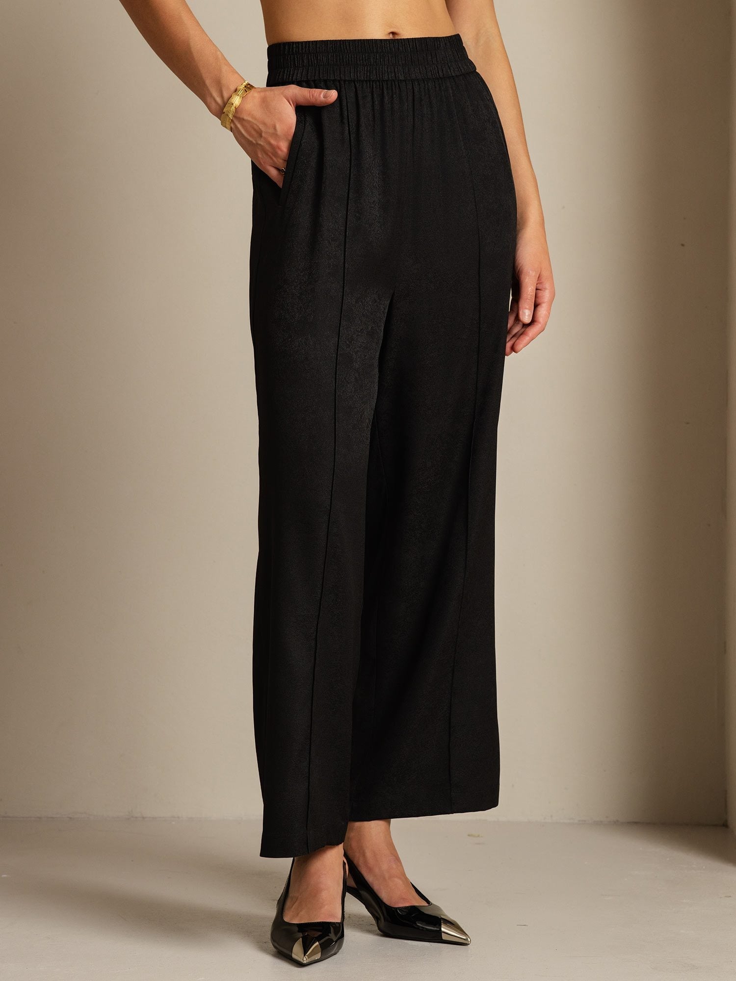 [Svart] SilkSilky-NO 22Momme Silke Womens Pants 003