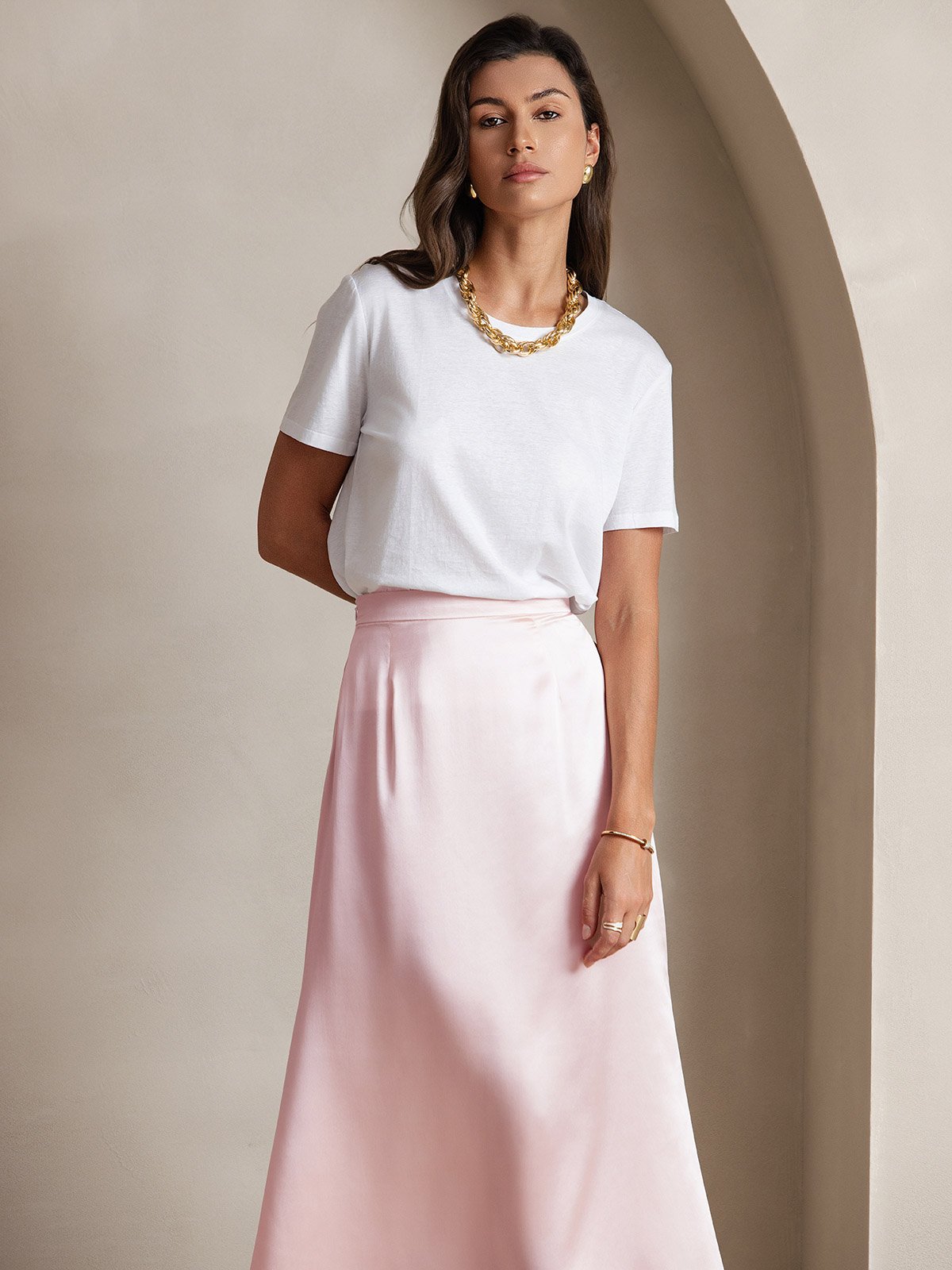 [Rosa] SilkSilky-NO 19Momme Silke Skirt 004