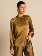 [Bronse] SilkSilky-NO 19Momme Langermet Rund Hals Bluse 001