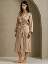 [Champagne] SilkSilky-NO Long Sleeve Morgenkåpe for Kvinner 007