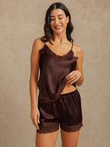 [Brun] SilkSilky-NO Spaghetti Strap V Neck Camisole sett 002