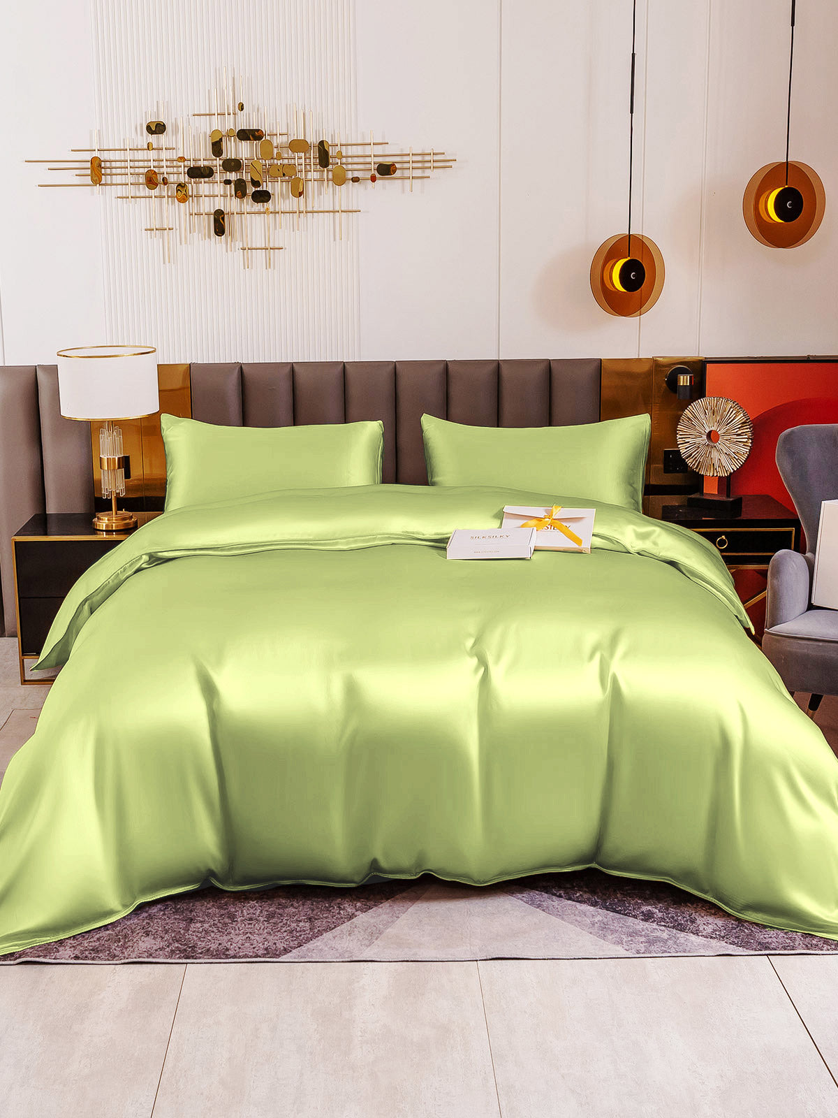 [Mintgrønn] SilkSilky-NO 19Momme Bedding Set 005