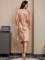 [Toscana] SilkSilky-NO Cap Sleeve V Neck Kjole 002