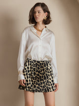 [Hvit] SilkSilky-NO Long Sleeve Lapel Collar Skjorte for Kvinner 005