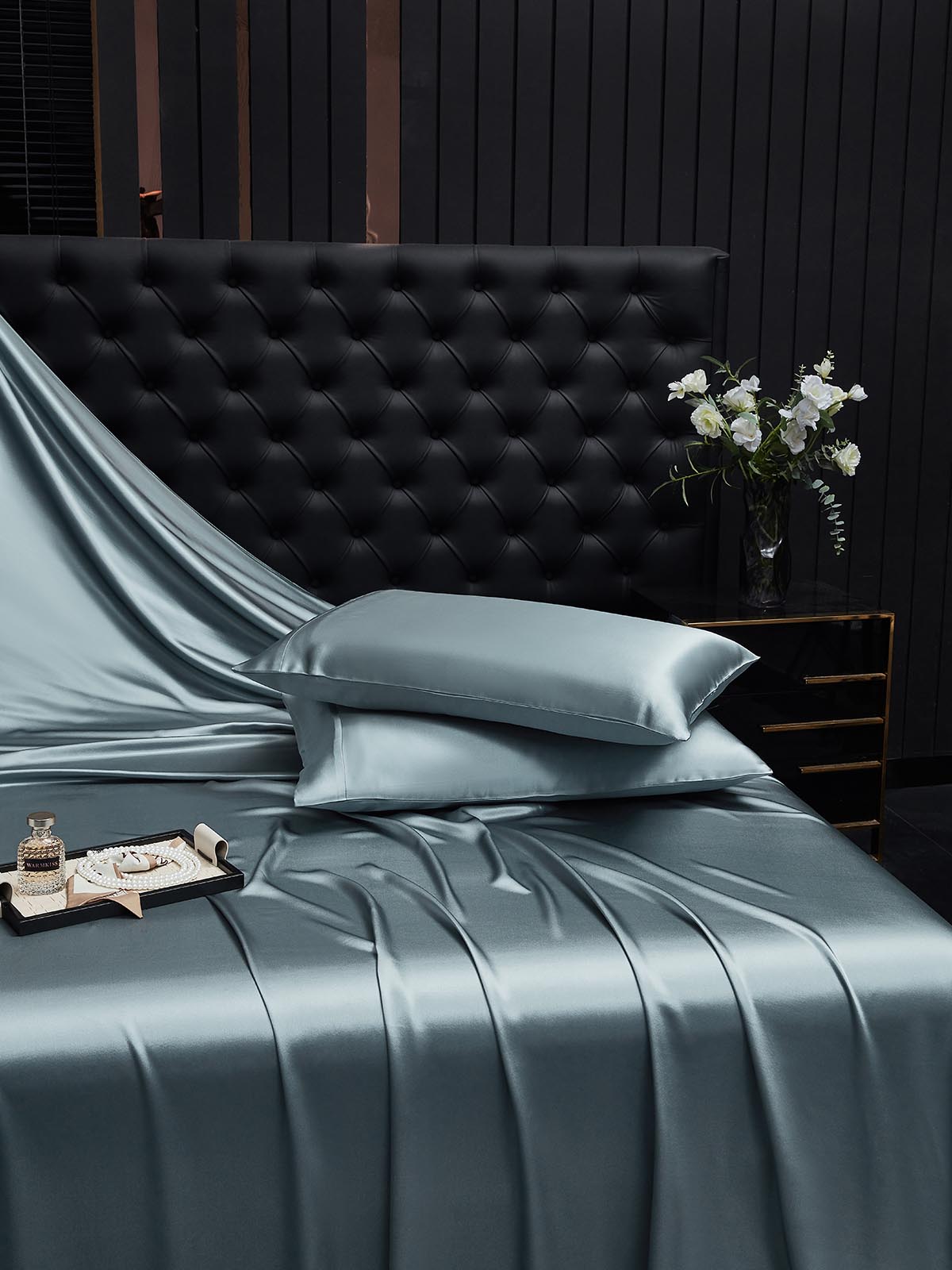 [Gråblå] SilkSilky-NO 19Momme Pillowcase 001