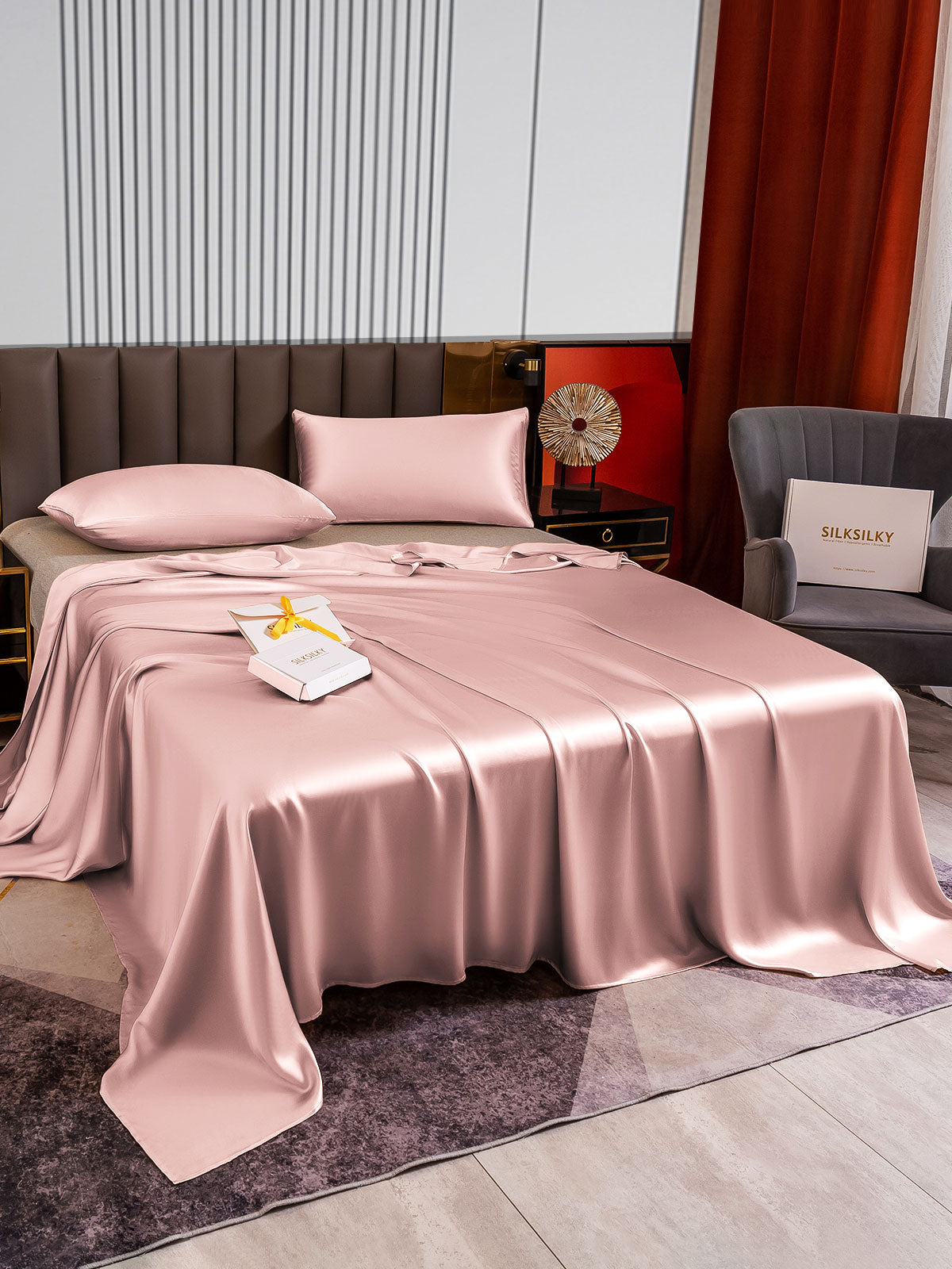 [Blek Mauve] SilkSilky-NO 22Momme Bedding Set 003