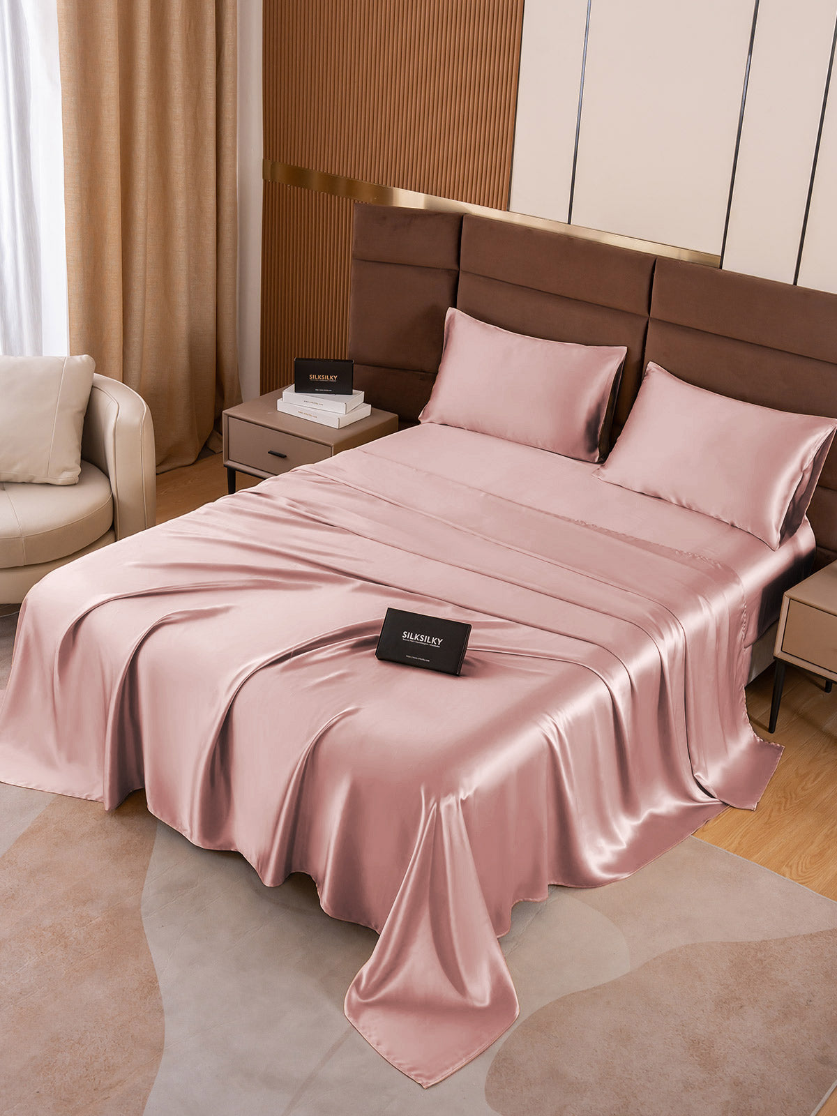 [Blek Mauve] SilkSilky-NO 19Momme Bedding Set 001