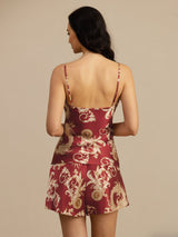 [Vinrød Drage] SilkSilky-NO Spaghetti Strap V Neck Camisole sett 002