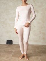 [Lyserosa] SilkSilky-NO Long Sleeve Round Neck Dame Langt Undertøy 005
