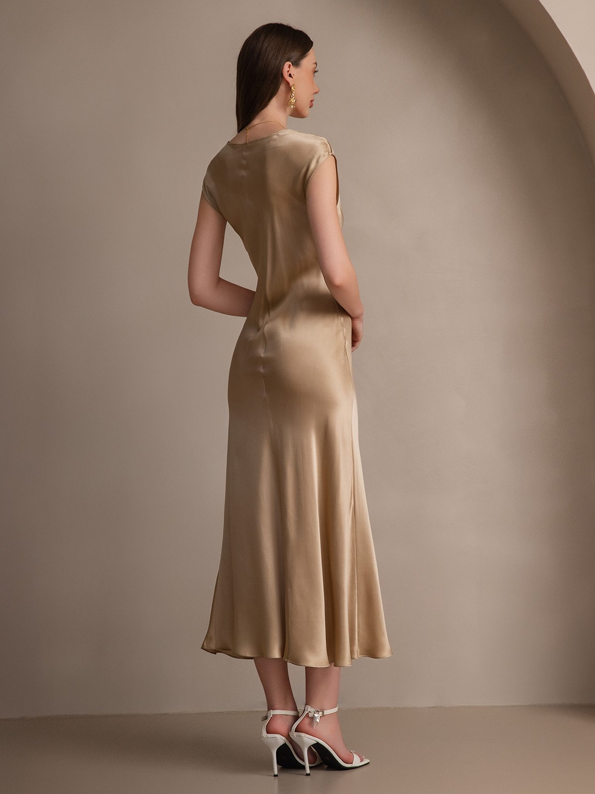 [Champagne] SilkSilky-NO 19Momme Silke Dress 002