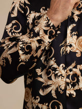 [Svart Drage] SilkSilky-NO Long Sleeve Lapel Collar Skjorte for Menn 007
