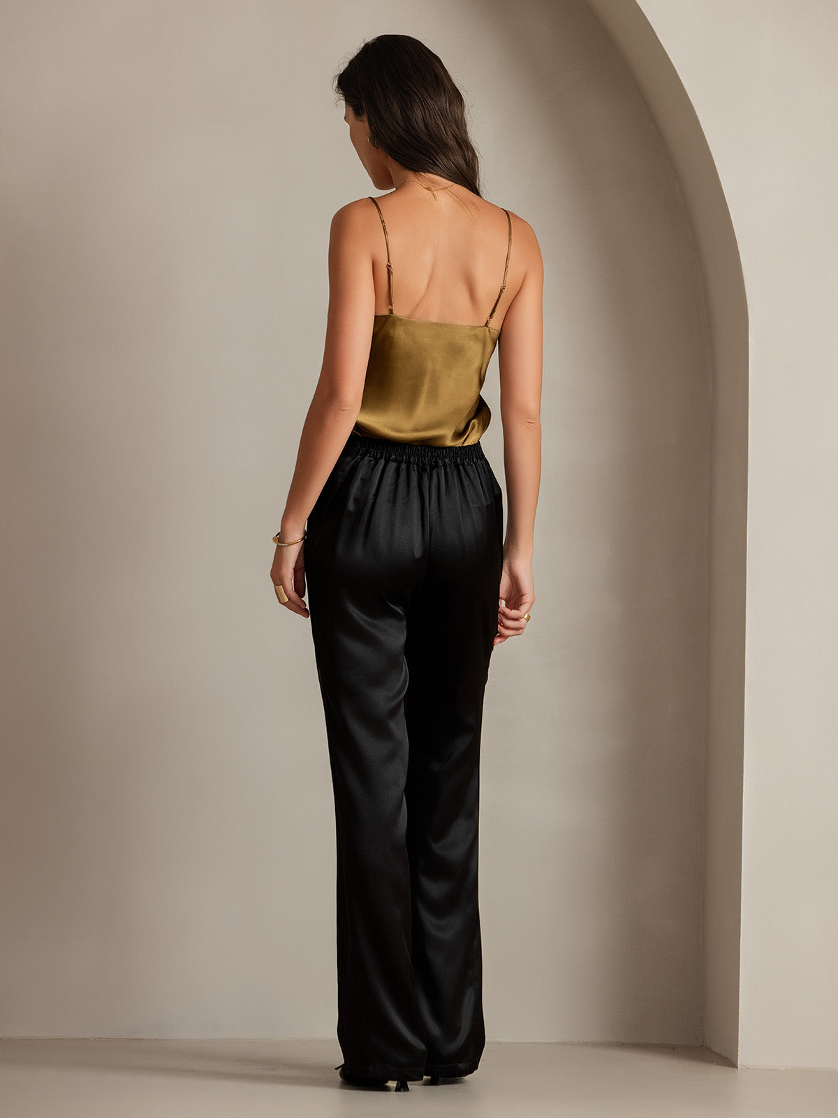 [Svart] SilkSilky-NO 19Momme Silke Womens Pants 002